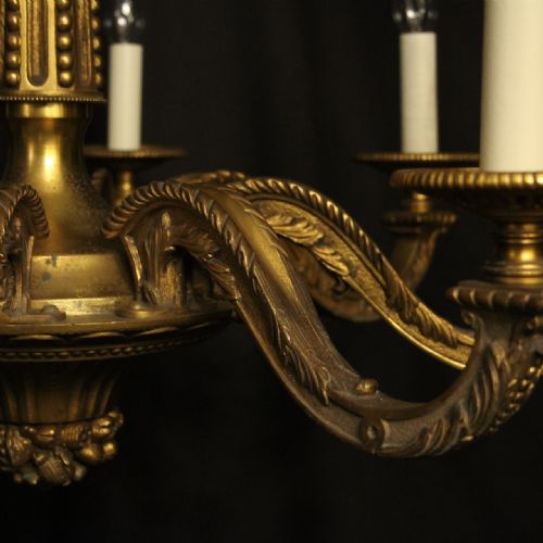 FRENCH GILDED BRONZE 8 LIGHT ANTIQUE CHANDELIER - ADDITIONAL PHOTO 8