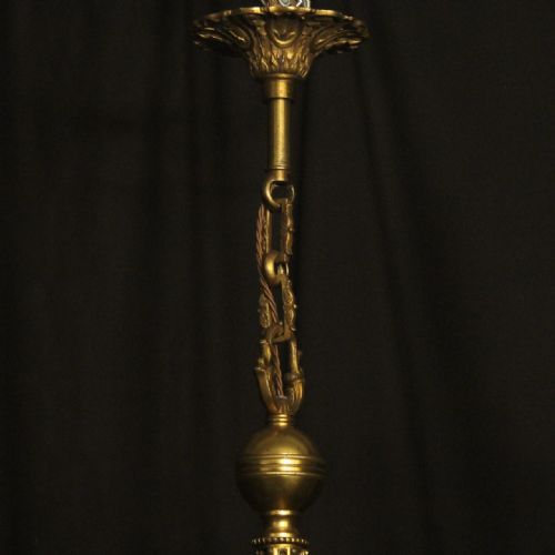 FRENCH GILDED BRONZE 8 LIGHT ANTIQUE CHANDELIER - ADDITIONAL PHOTO 9