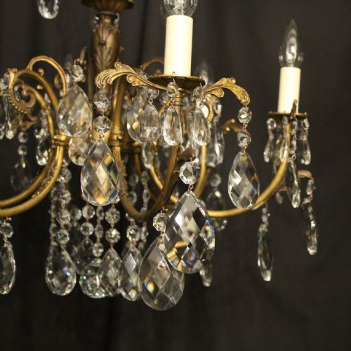 ITALIAN 6 LIGHT GILDED CRYSTAL ANTIQUE CHANDELIER - ADDITIONAL PHOTO 2