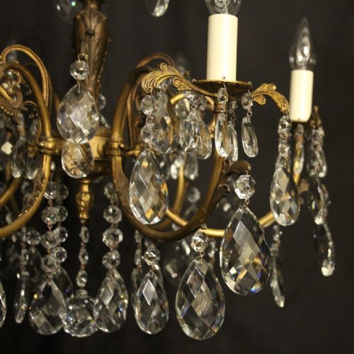 ITALIAN 6 LIGHT GILDED CRYSTAL ANTIQUE CHANDELIER - ADDITIONAL PHOTO 3