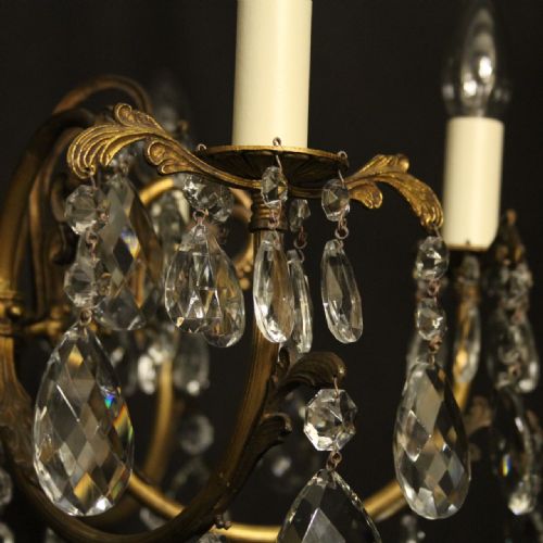 ITALIAN 6 LIGHT GILDED CRYSTAL ANTIQUE CHANDELIER - ADDITIONAL PHOTO 4
