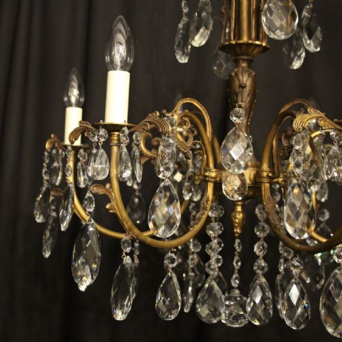 ITALIAN 6 LIGHT GILDED CRYSTAL ANTIQUE CHANDELIER - ADDITIONAL PHOTO 5