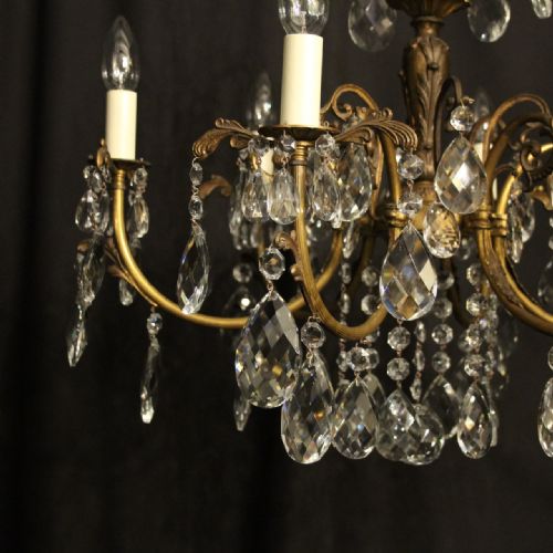 ITALIAN 6 LIGHT GILDED CRYSTAL ANTIQUE CHANDELIER - ADDITIONAL PHOTO 6