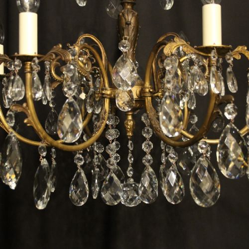 ITALIAN 6 LIGHT GILDED CRYSTAL ANTIQUE CHANDELIER - ADDITIONAL PHOTO 7