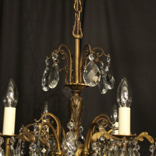 ITALIAN 6 LIGHT GILDED CRYSTAL ANTIQUE CHANDELIER - ADDITIONAL PHOTO 8