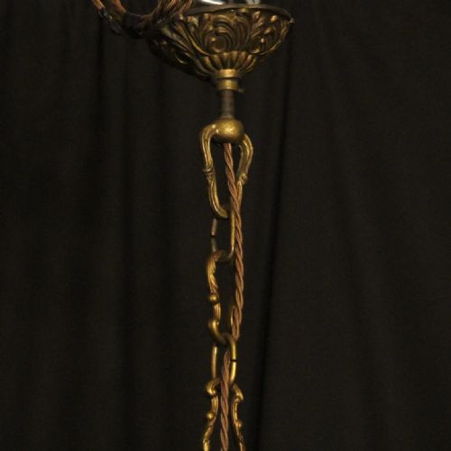 ITALIAN 6 LIGHT GILDED CRYSTAL ANTIQUE CHANDELIER - ADDITIONAL PHOTO 9