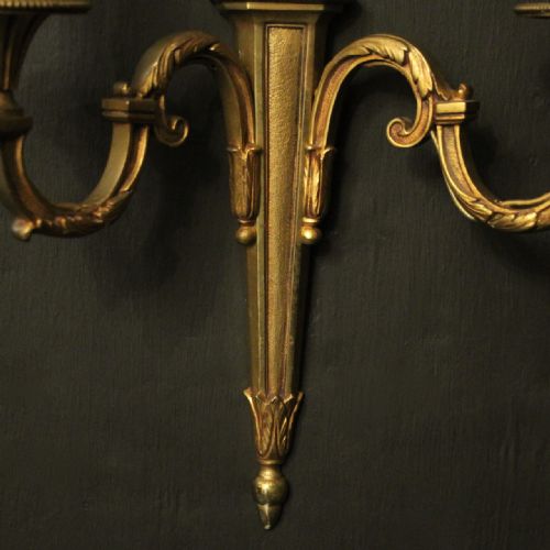 FRENCH PAIR OF GILDED TWIN ARM ANTIQUE WALL LIGHTS - ADDITIONAL PHOTO 7
