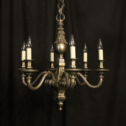 french silver bronze 6 light antique chandelier - CATEGORY: ANTIQUE LIGHTING - DATED 19TH CENTURY