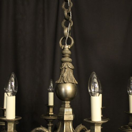 FRENCH SILVER BRONZE 6 LIGHT ANTIQUE CHANDELIER - ADDITIONAL PHOTO 7