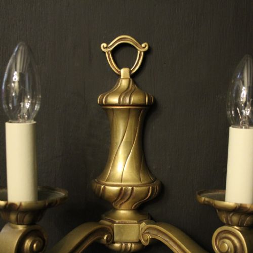 FRENCH PAIR OF BRONZE TWIN ARM ANTIQUE WALL LIGHTS - ADDITIONAL PHOTO 2