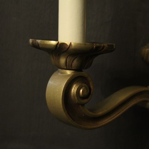 FRENCH PAIR OF BRONZE TWIN ARM ANTIQUE WALL LIGHTS - ADDITIONAL PHOTO 4