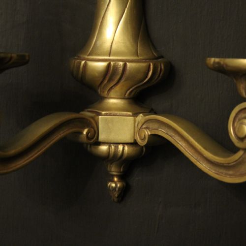 FRENCH PAIR OF BRONZE TWIN ARM ANTIQUE WALL LIGHTS - ADDITIONAL PHOTO 5