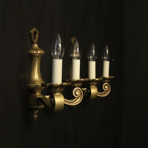 FRENCH PAIR OF BRONZE TWIN ARM ANTIQUE WALL LIGHTS - ADDITIONAL PHOTO 9