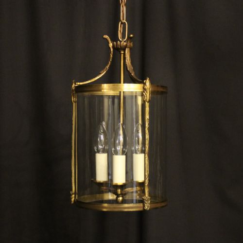 french gilded triple light convex antique lantern - CATEGORY: ANTIQUE LIGHTING - DATED 1920