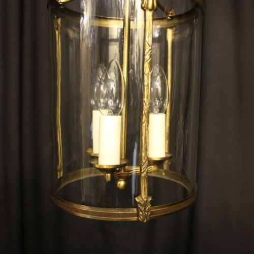 FRENCH GILDED TRIPLE LIGHT CONVEX ANTIQUE LANTERN - ADDITIONAL PHOTO 2