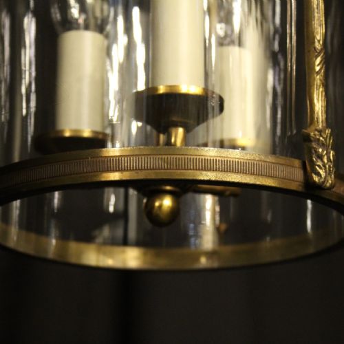 FRENCH GILDED TRIPLE LIGHT CONVEX ANTIQUE LANTERN - ADDITIONAL PHOTO 7