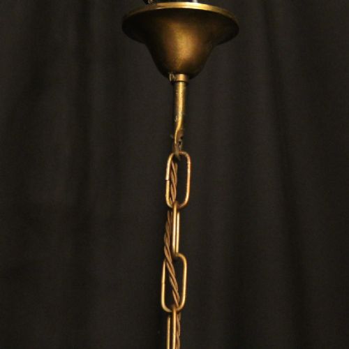 FRENCH GILDED TRIPLE LIGHT CONVEX ANTIQUE LANTERN - ADDITIONAL PHOTO 9