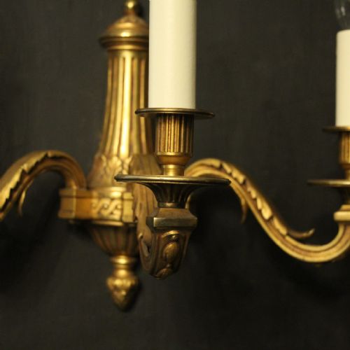 FRENCH SET OF 3 TRIPLE ARM ANTIQUE WALL LIGHTS - ADDITIONAL PHOTO 2