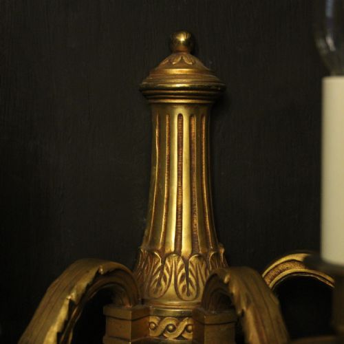 FRENCH SET OF 3 TRIPLE ARM ANTIQUE WALL LIGHTS - ADDITIONAL PHOTO 4