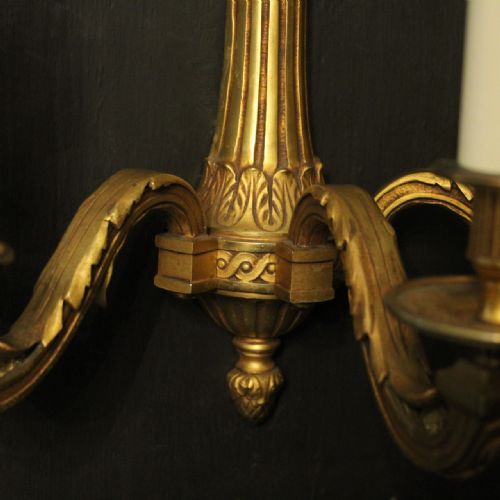 FRENCH SET OF 3 TRIPLE ARM ANTIQUE WALL LIGHTS - ADDITIONAL PHOTO 6