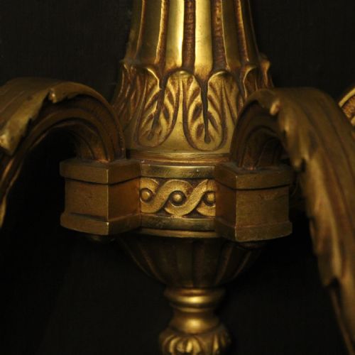 FRENCH SET OF 3 TRIPLE ARM ANTIQUE WALL LIGHTS - ADDITIONAL PHOTO 8