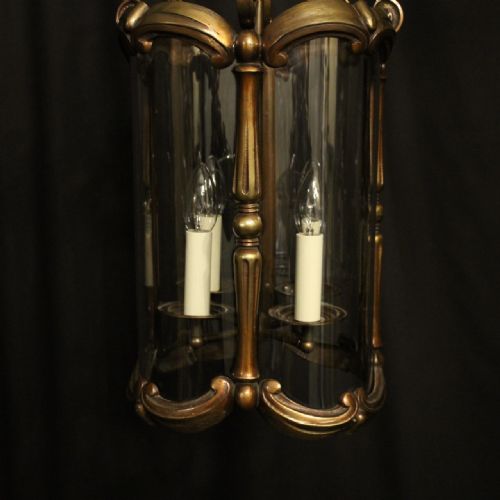 FRENCH BRONZE 4 LIGHT CONVEX ANTIQUE LANTERN - ADDITIONAL PHOTO 2