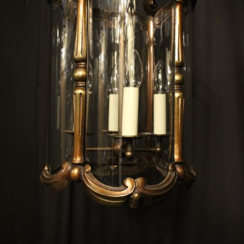 FRENCH BRONZE 4 LIGHT CONVEX ANTIQUE LANTERN - ADDITIONAL PHOTO 5