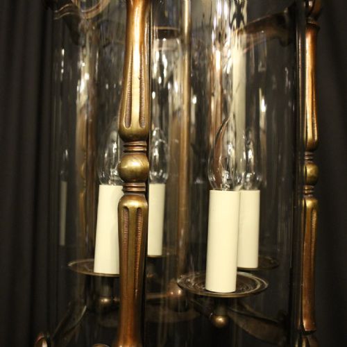 FRENCH BRONZE 4 LIGHT CONVEX ANTIQUE LANTERN - ADDITIONAL PHOTO 7