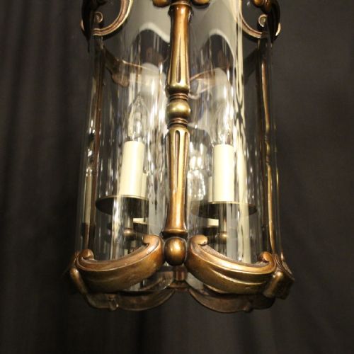 FRENCH BRONZE 4 LIGHT CONVEX ANTIQUE LANTERN - ADDITIONAL PHOTO 8