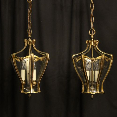 french pair of triple light hall lanterns - CATEGORY: ANTIQUE LIGHTING - DATED 1930