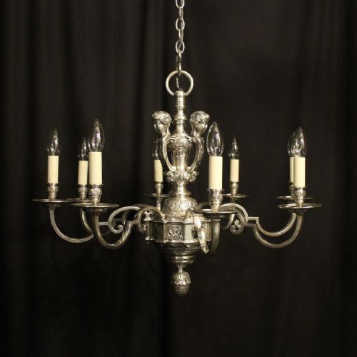 french silver gilded 8 light antique chandelier - CATEGORY: ANTIQUE LIGHTING - DATED 1930