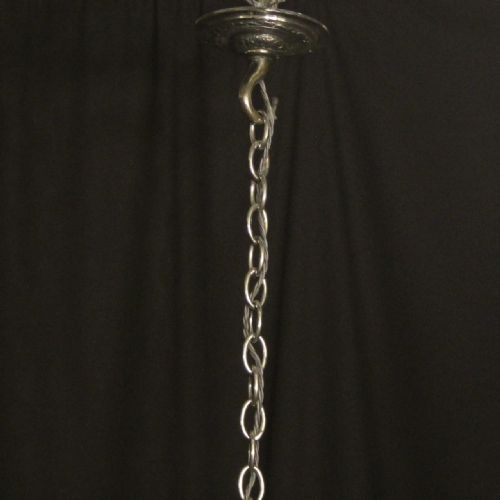 FRENCH SILVER GILDED 8 LIGHT ANTIQUE CHANDELIER - ADDITIONAL PHOTO 9