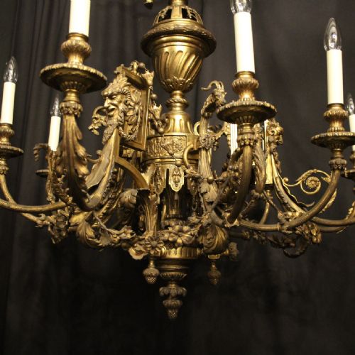 FRENCH 19TH C GILDED BRONZE 12 LIGHT CHERUB ANTIQUE CHANDELIER - ADDITIONAL PHOTO 1