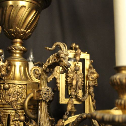 FRENCH 19TH C GILDED BRONZE 12 LIGHT CHERUB ANTIQUE CHANDELIER - ADDITIONAL PHOTO 4