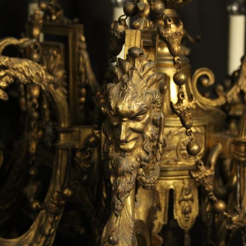 FRENCH 19TH C GILDED BRONZE 12 LIGHT CHERUB ANTIQUE CHANDELIER - ADDITIONAL PHOTO 6