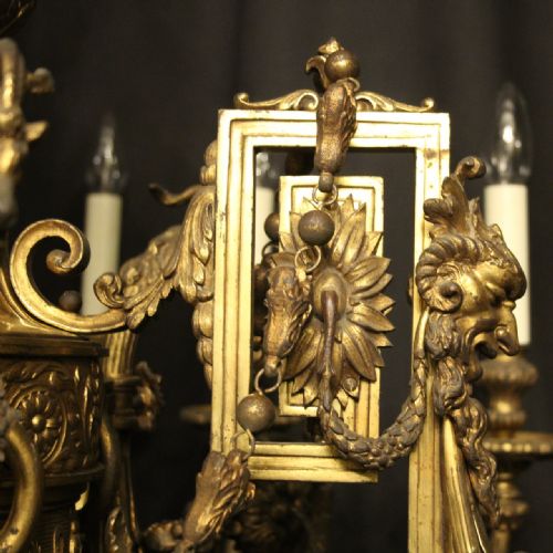 FRENCH 19TH C GILDED BRONZE 12 LIGHT CHERUB ANTIQUE CHANDELIER - ADDITIONAL PHOTO 10