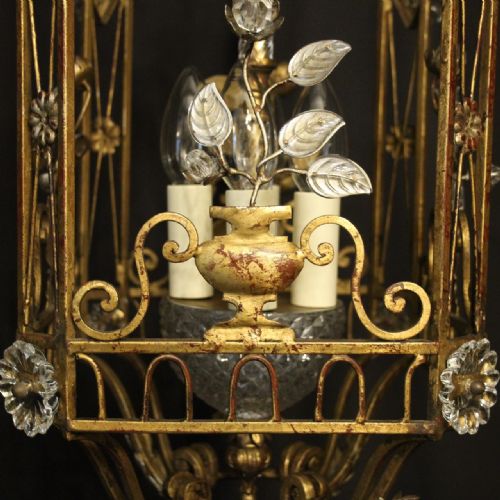 FRENCH MAISON BAGUES GILDED CRYSTAL 4 LIGHT LANTERN - ADDITIONAL PHOTO 2