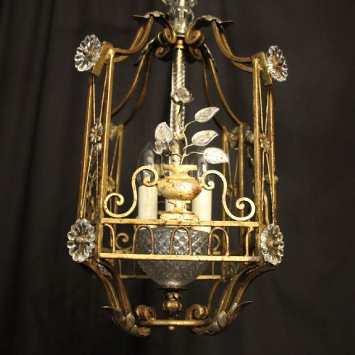 FRENCH MAISON BAGUES GILDED CRYSTAL 4 LIGHT LANTERN - ADDITIONAL PHOTO 3