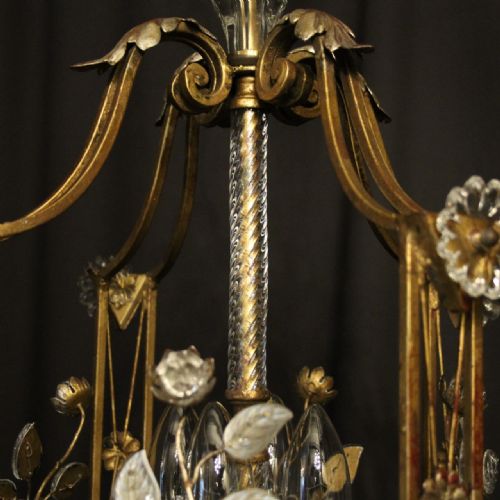 FRENCH MAISON BAGUES GILDED CRYSTAL 4 LIGHT LANTERN - ADDITIONAL PHOTO 4