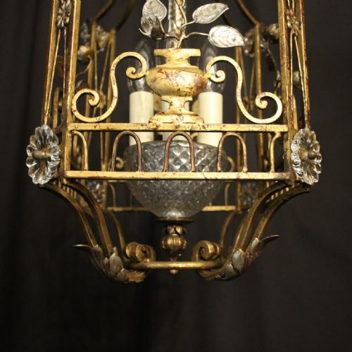 FRENCH MAISON BAGUES GILDED CRYSTAL 4 LIGHT LANTERN - ADDITIONAL PHOTO 5