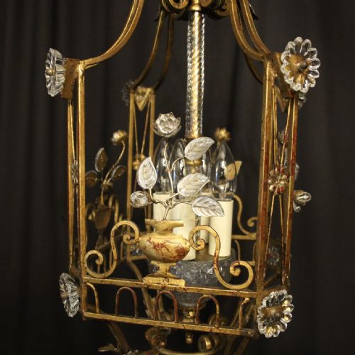 FRENCH MAISON BAGUES GILDED CRYSTAL 4 LIGHT LANTERN - ADDITIONAL PHOTO 6