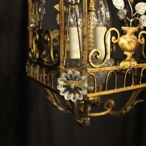 FRENCH MAISON BAGUES GILDED CRYSTAL 4 LIGHT LANTERN - ADDITIONAL PHOTO 7