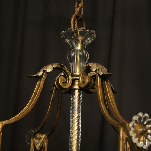 FRENCH MAISON BAGUES GILDED CRYSTAL 4 LIGHT LANTERN - ADDITIONAL PHOTO 8