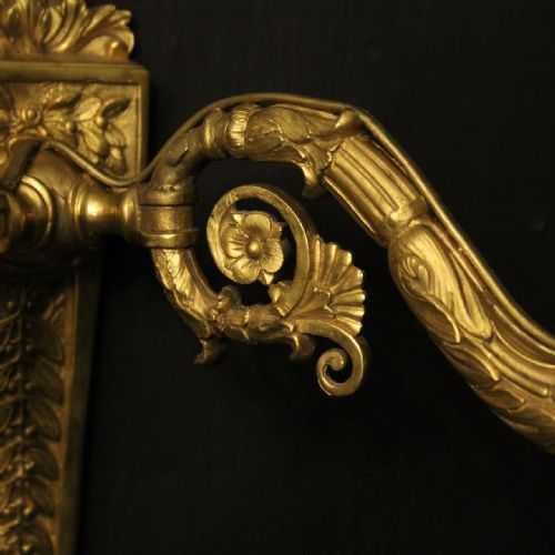 FRENCH PAIR OF GILDED BRONZE ANTIQUE WALL LIGHTS - ADDITIONAL PHOTO 6