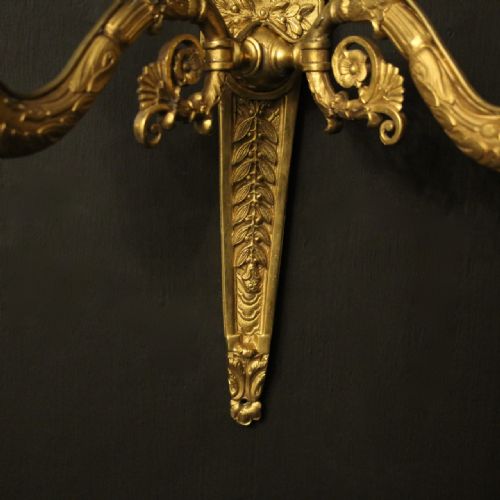FRENCH PAIR OF GILDED BRONZE ANTIQUE WALL LIGHTS - ADDITIONAL PHOTO 7