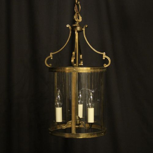 french gilded triple light convex antique lantern - CATEGORY: ANTIQUE LIGHTING - DATED 1920
