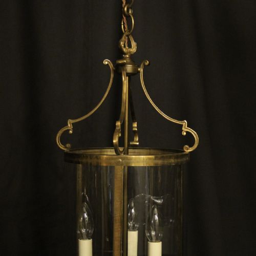 FRENCH GILDED TRIPLE LIGHT CONVEX ANTIQUE LANTERN - ADDITIONAL PHOTO 2