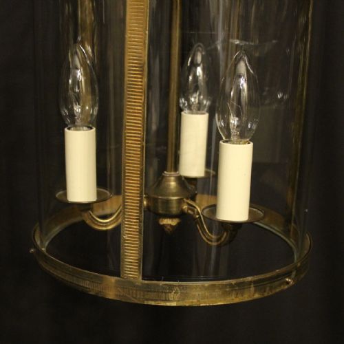 FRENCH GILDED TRIPLE LIGHT CONVEX ANTIQUE LANTERN - ADDITIONAL PHOTO 5