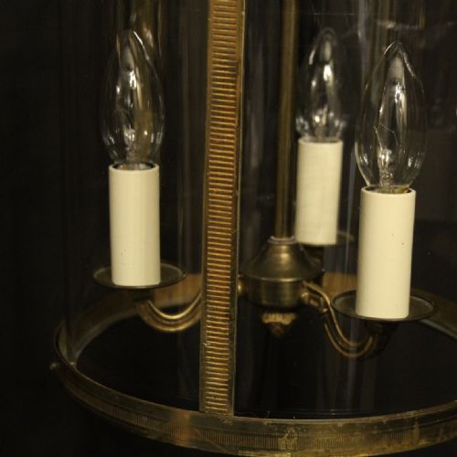 FRENCH GILDED TRIPLE LIGHT CONVEX ANTIQUE LANTERN - ADDITIONAL PHOTO 6