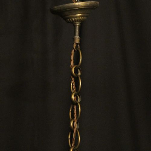 FRENCH GILDED TRIPLE LIGHT CONVEX ANTIQUE LANTERN - ADDITIONAL PHOTO 7